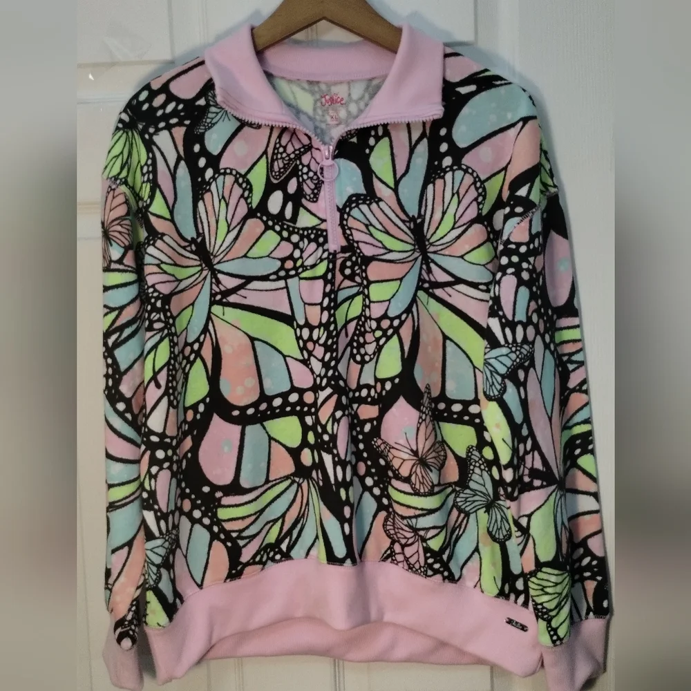 Girl's Justice Quarter Zip CX Butterfly Pullover